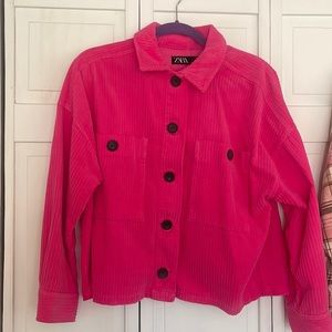 ZARA Pink cropped oversized corduroy